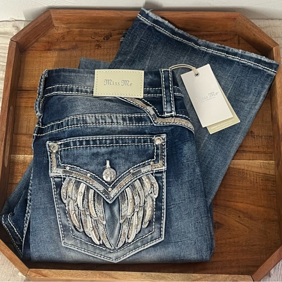 Miss Me Denim - Miss Me Angel Wings Mid Rise Curvy Bootcut Jeans Size 31